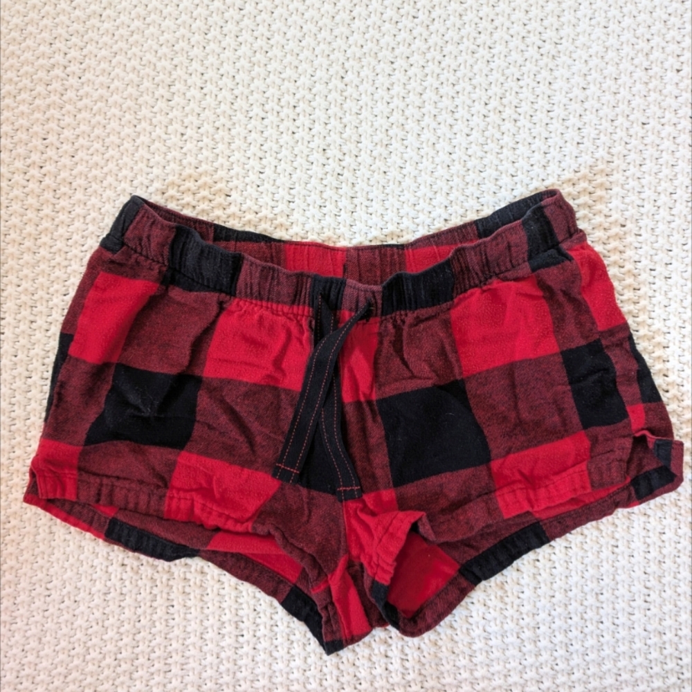 Old Navy Red and Black Plaid Pajama Shorts